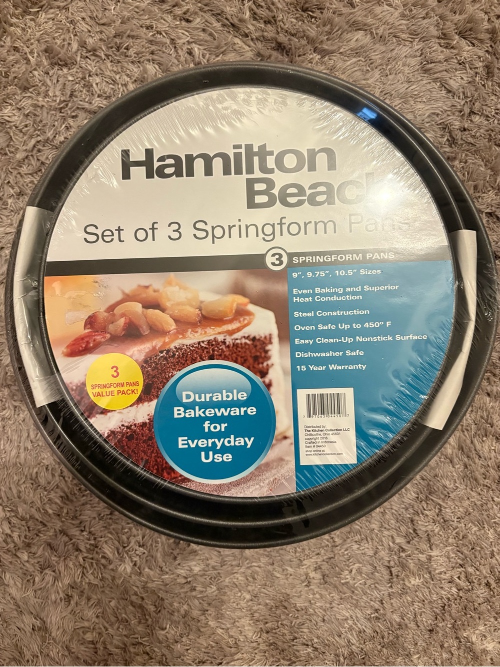 Hamilton Beach Black 3-Piece Springform Pan Set